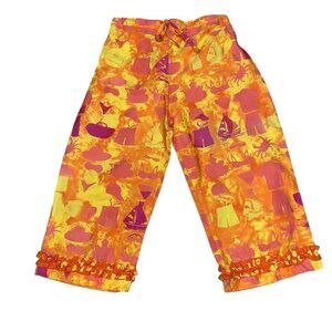 Young Colors Girl's Beach Lounge Pants Size 5 Ruffles NWT Crab Boat Print